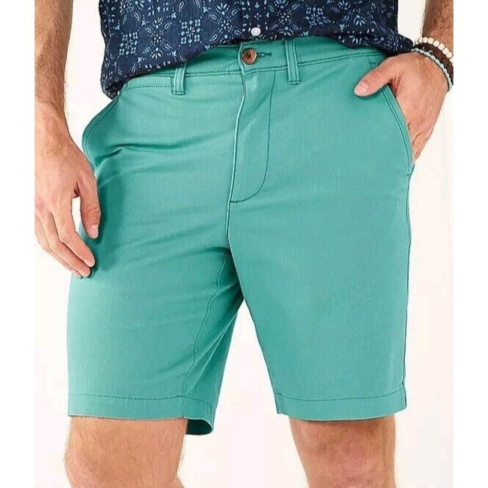 NWT Men's Sonoma 9" Flat Front Flexwear Chino Shorts Size 42 River Green